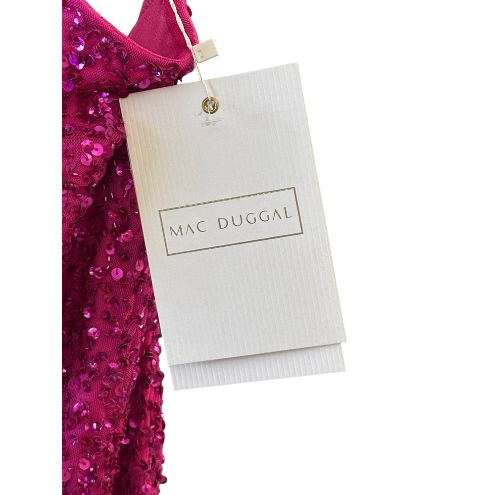 NWT | MAC DUGGAL Style 10000 Sequin Halter Fringe Dress Pink Magenta Size 12 - Picture 7 of 7